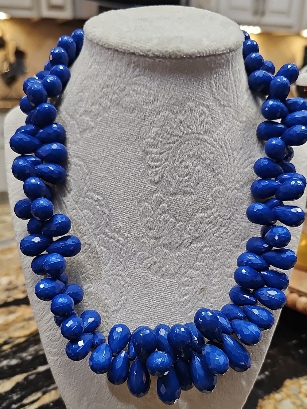 Lauea Ashley Bold Cobalt Blue Faceted Bead Statement Necklace